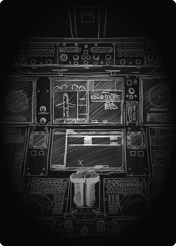 Cockpit view with avionics instruments